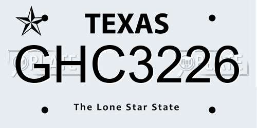 GHC3226 Texas License Plate