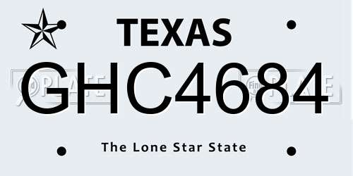 GHC4684 Texas License Plate