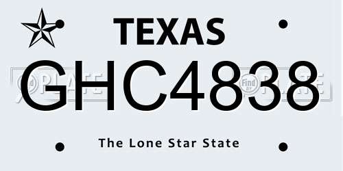 GHC4838 Texas License Plate