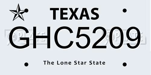 GHC5209 Texas License Plate