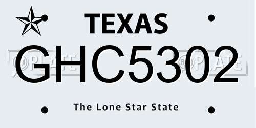 GHC5302 Texas License Plate
