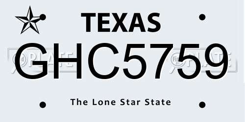 GHC5759 Texas License Plate