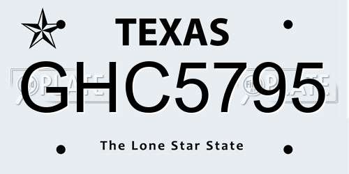 GHC5795 Texas License Plate