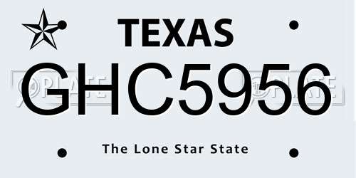 GHC5956 Texas License Plate