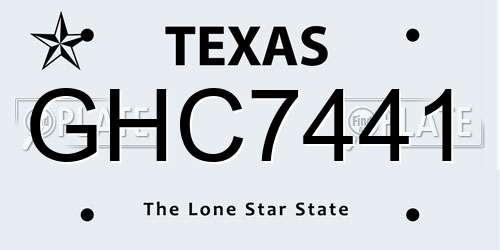 GHC7441 Texas License Plate