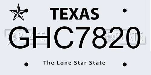 GHC7820 Texas License Plate