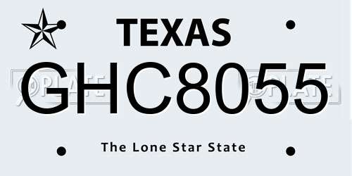 GHC8055 Texas License Plate