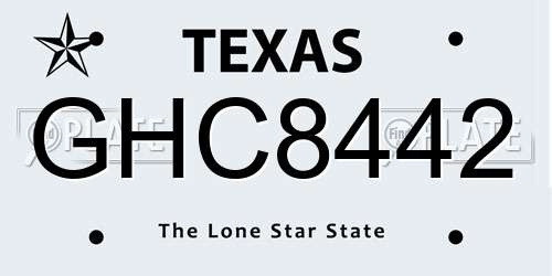 GHC8442 Texas License Plate