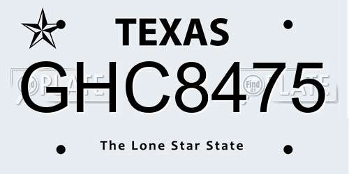 GHC8475 Texas License Plate