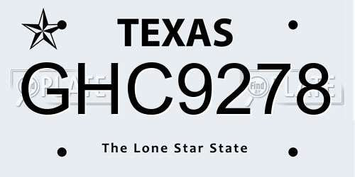 GHC9278 Texas License Plate
