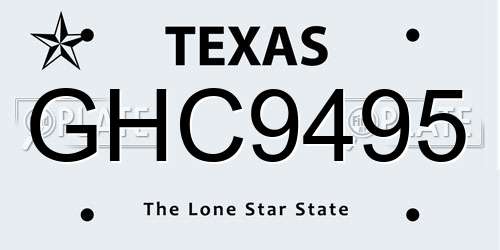 GHC9495 Texas License Plate