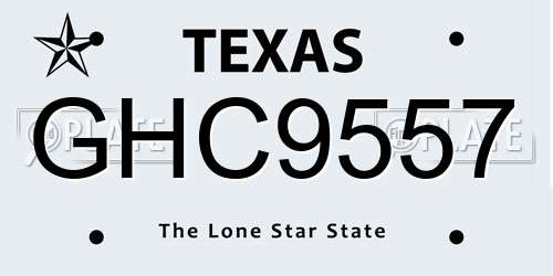GHC9557 Texas License Plate