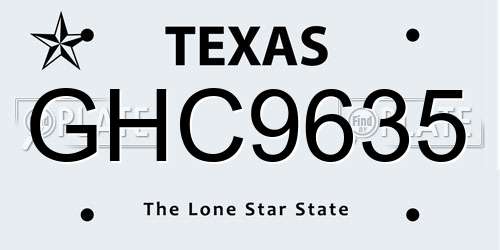 GHC9635 Texas License Plate
