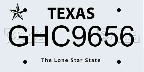 GHC9656 Texas License Plate