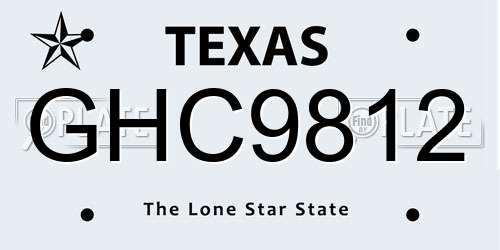 GHC9812 Texas License Plate