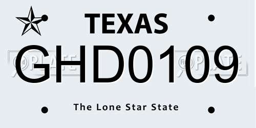 GHD0109 Texas License Plate