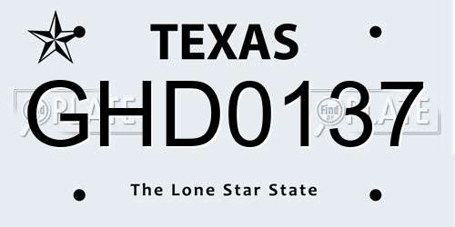 GHD0137 Texas License Plate