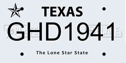 GHD1941 Texas License Plate