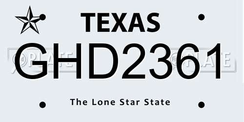 GHD2361 Texas License Plate