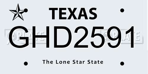 GHD2591 Texas License Plate