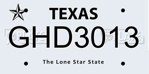 GHD3013 Texas License Plate
