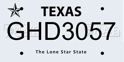 GHD3057 Texas License Plate