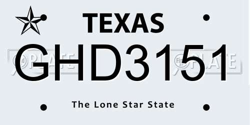 GHD3151 Texas License Plate