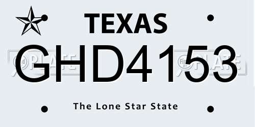 GHD4153 Texas License Plate