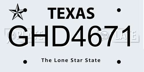 GHD4671 Texas License Plate