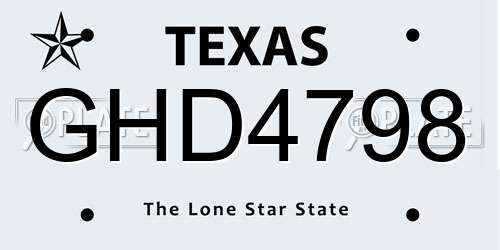 GHD4798 Texas License Plate