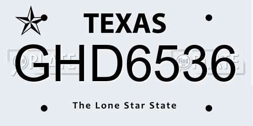 GHD6536 Texas License Plate