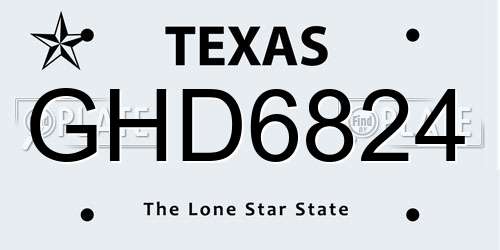 GHD6824 Texas License Plate
