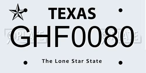 GHF0080 Texas License Plate