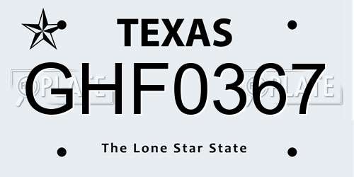 GHF0367 Texas License Plate