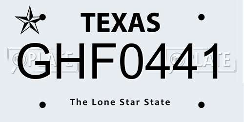 GHF0441 Texas License Plate