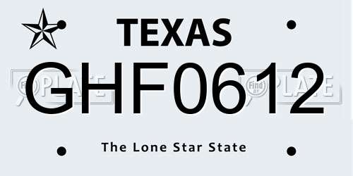 GHF0612 Texas License Plate