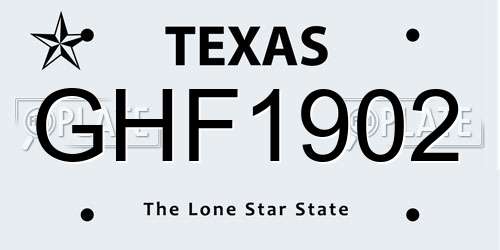 GHF1902 Texas License Plate