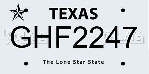 GHF2247 Texas License Plate