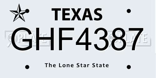 GHF4387 Texas License Plate