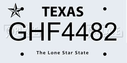 GHF4482 Texas License Plate