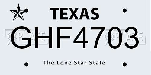 GHF4703 Texas License Plate