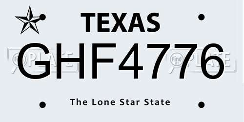 GHF4776 Texas License Plate