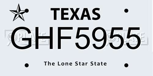 GHF5955 Texas License Plate