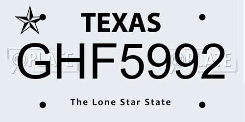 GHF5992 Texas License Plate
