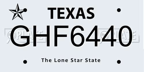 GHF6440 Texas License Plate