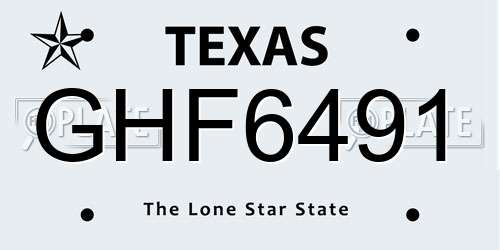GHF6491 Texas License Plate