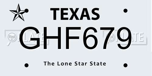 GHF679 Texas License Plate