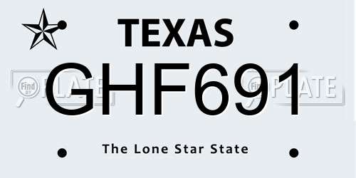 GHF691 Texas License Plate