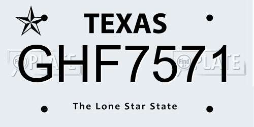 GHF7571 Texas License Plate