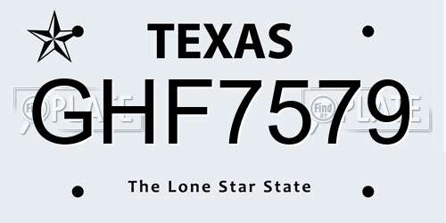 GHF7579 Texas License Plate